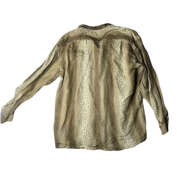 Silk Icon Shirt M Womens Tan Animal Print Classic Quiet Luxury - Picture 2 of 6